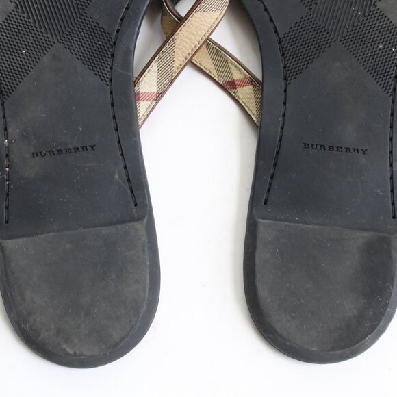Burberry Multicolor Nova Check Coated Canvas And Leather Thong Flats Size 9 - Picture 7 of 7